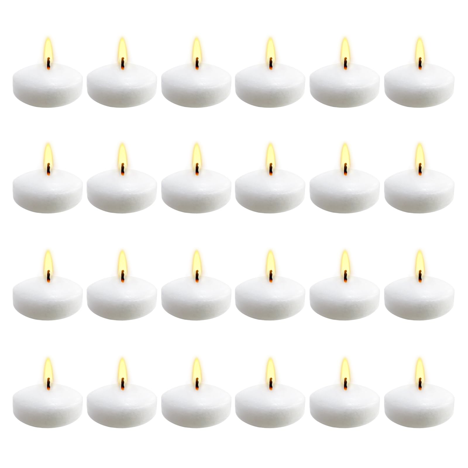 XHKDSYMC 24 PCS White Floating Candles, Unscented Dripless Wax Discs Floating Candles Mini Candle Floating Discs for Centerpieces, Cylinder Vases, Weddings, Party, Home Decor