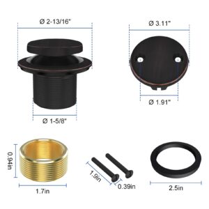 Bathtub Drain Tip Toe Tub Conversion Kit Assembly, Replacement Tub Drain Kit with Two-Hole Overflow Faceplate and Universal Fine/Coarse Thread(Oil Rubbed Bronze)