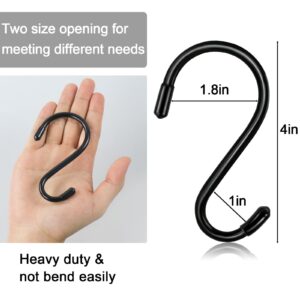 12 Pack 4 Inch S Hooks for Hanging Plants,Heavy Duty S Hooks,Vinyl Coated Non Slip Clothes S Hooks,Black S Hooks Pot Rack Closet Hooks for Hanging Plants, Clothes, Kitchen Utensil, Pots, Pans, Bags