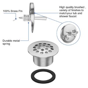 Trip Lever Tub Trim Kit Set With Two Hole Trip Lever Overflow Face Plate, Grid Tub Drain Kit, Bathtub Drain Assembly Stopper Kit, Overflow and Matching Screws(Chrome Plated)