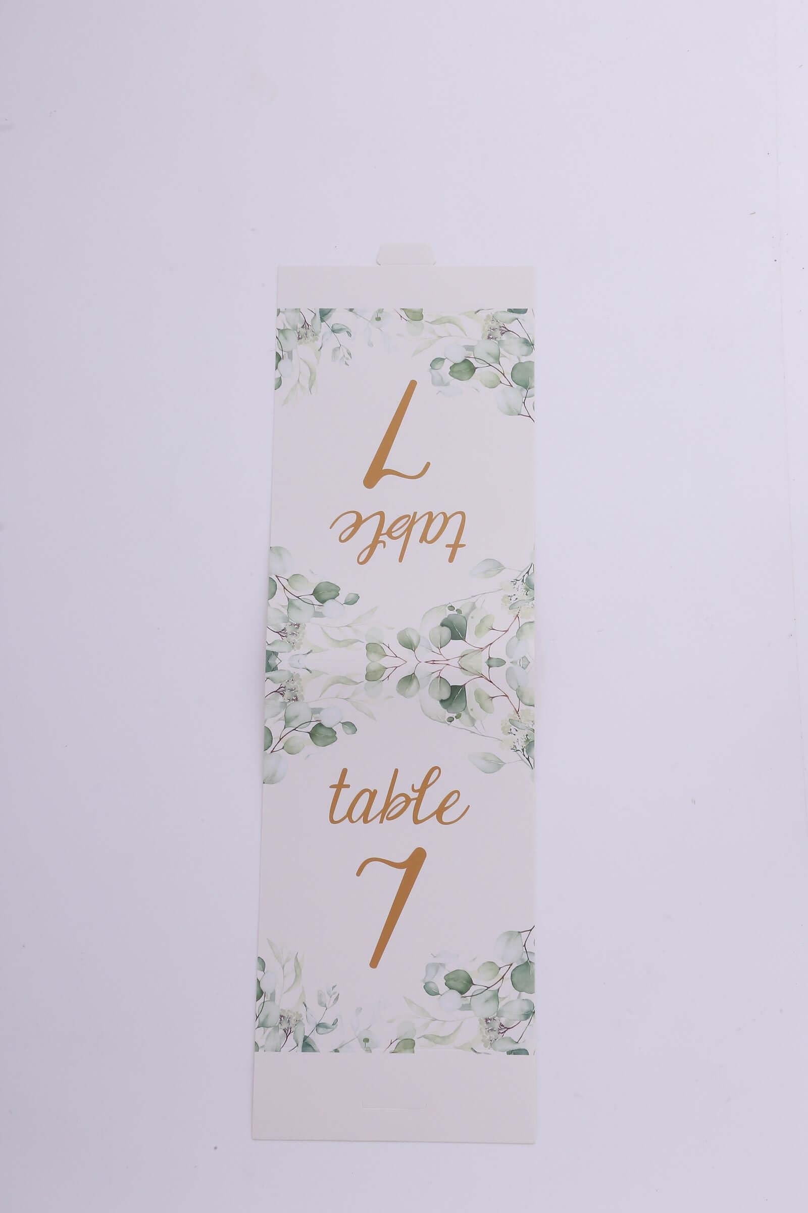 Efavormart 25 Pack White Green Double Sided Paper Wedding Table Numbers with Eucalyptus Leaves and Gold Foil Numbers Print, 7" Free Standing Table Sign Cards 1-25