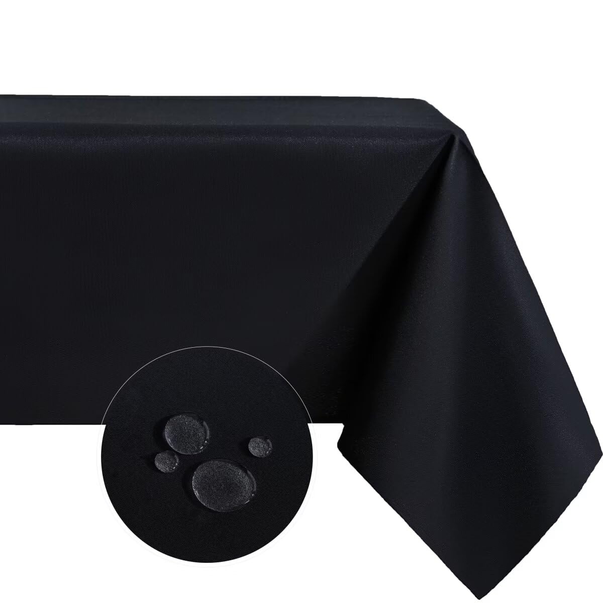 Aironment Rectangle Tablecloth Water and Stain Resistant Washable Table Cloth Selected Wrinkle Free Polyester Table Cover for Dining, Parties, Camping (60 x 84 Inch, Black)