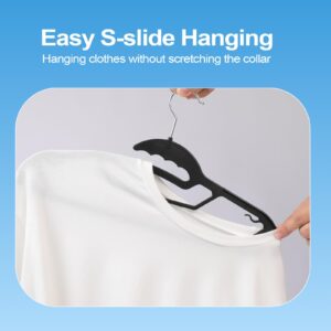 UNEED Hangers 50 Pack - Space Saving Plastic Clothes Hangers with 360°Rotating Hook-Heavy Duty Hangers for Suits and Pants(Balck Hanger)