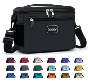 beimily lunch box for men/women,lunch bag,small insulated lunch soft cooler bag tote,small lunch bag for work,adult lunch box,reusable leakproof lunch bag with adjustable shoulder strap(black)