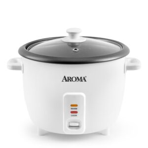 aroma® rice cooker, 8-cup (uncooked) / 16-cup (cooked), pot-style rice cooker and soup warmer with one-touch control, 4 qt, white, arc-368ng