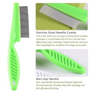 6 Pcs Flea Comb For Cats,Stainless Steel Dog Cat Grooming Combs with Rounded Teeth,Multifunctional Pet Lice Comb Tear Stain Removal,Pet Comb for Detangling and Dematting Face & Paws