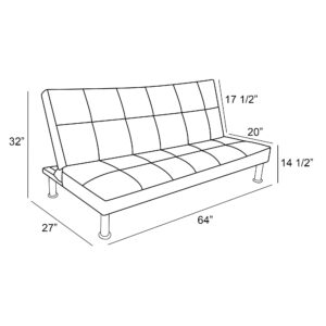 SumKea Convertible Flannel Sofa Compact, Adjustable, and Durable Futon Couch Bed with Sturdy Legs for Living Room and Bedroom, Grey