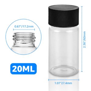 CertBuy 100 PACK Clear Glass Sample Vials with Screw Cap Travel Small Glass Vials for Essential Oil 20 ml Liquid Sampling Glass Bottles Screwcap Sterile Vial for Chemistry Lab Chemicals