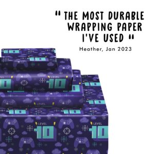 CENTRAL 23 Gaming Wrapping Paper for Boys - 10th Birthday Wrapping Paper - 6 Sheets of Gift Wrap - 10 Year Old - Gamer - Video Game - Recyclable