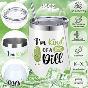 Soaoo Funny Pickle Gifts for Pickle Lovers Just a Girl Who Loves Pickles Makeup Bag Insulated 12 oz Stainless Steel Tumbler Pickle Sock Gift Box with Card Pickle Christmas Gift(Pink and White)