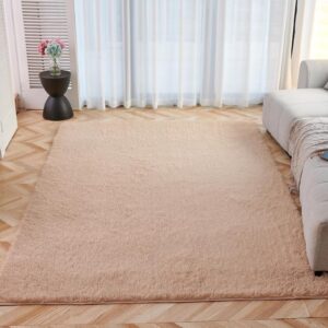 xyorainn ultra soft area rugs for living room, 6x9 beige fluffy plush rugs for bedroom, non-slip large shag fuzzy rug for nursery, large rug for kids home decor aesthetic