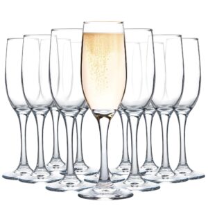 umeied champagne glasses, set of 12 champagne flutes with classic shape, long stem sparkling wine glasses for wedding, restaurant, bar, wine toasting, clear