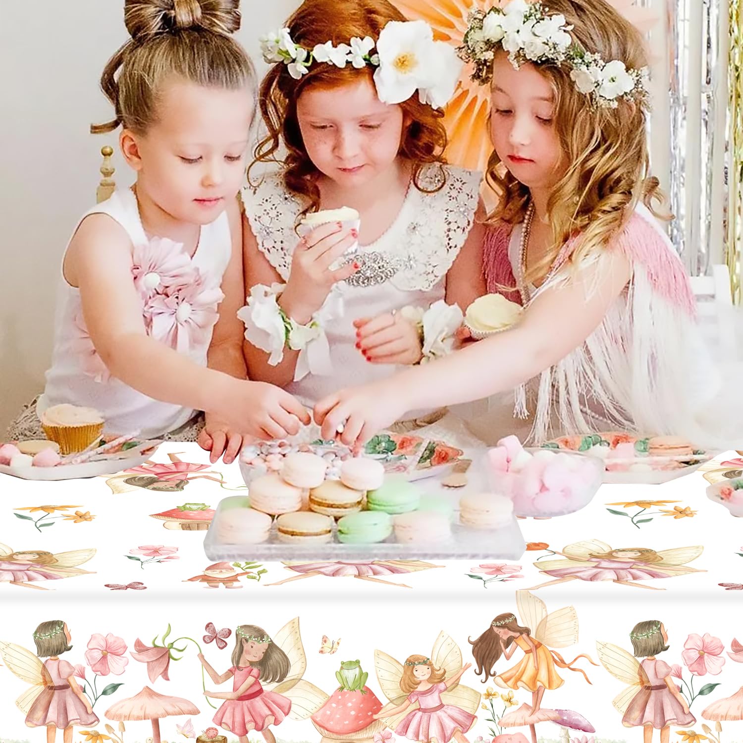 CANDY CHEF Fairy Party Tablecloth Fairy Birthday Party Table Cover 3Pcs Fairies Garden Table Covers Fairy Birthday Party Decorations for Fairy Elf Theme Baby Shower Supplies