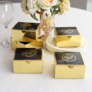 Efavormart 25 Pack Black Gold Thank You Print Paper Gift Boxes, Cardstock Party Shower Candy Favor Boxes - 4"x4"x2"