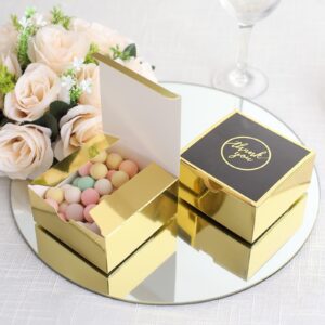 Efavormart 25 Pack Black Gold Thank You Print Paper Gift Boxes, Cardstock Party Shower Candy Favor Boxes - 4"x4"x2"