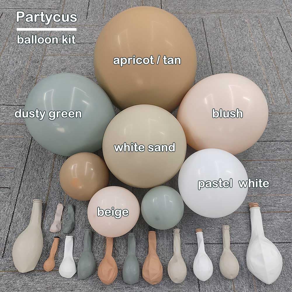 Dusty Green Nude Balloon Garland Double Stuffed Blush Brown Cream Sand White Balloon Arch Neutral Avocado Green Apricot Matte Balloons for Baby Shower Wedding Birthday Gender Reveal Party Decoration