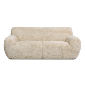 jennifer taylor home summit 83" faux sheepskin overstuffed living room sofa couch, cream beige