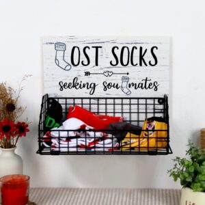 Bnesi Lost Socks,Laundry Room Organization, Farmhouse Laundry Room Decor And Accessories Of Tidying Socks,Rustic Wooden Laundry Sign Wall Decor (style1 black)