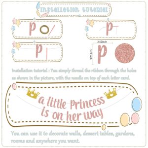 A Little Princess Is on Her Way Banner, Princess Themed Baby Shower Decorations, Crown Welcome Baby Party Decor, Baby Girl 1st Birthday Party Supplies Rose Gold & Gold