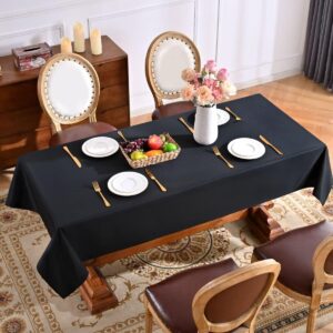 Aironment Rectangle Tablecloth Water and Stain Resistant Washable Table Cloth Selected Wrinkle Free Polyester Table Cover for Dining, Parties, Camping (60 x 84 Inch, Black)