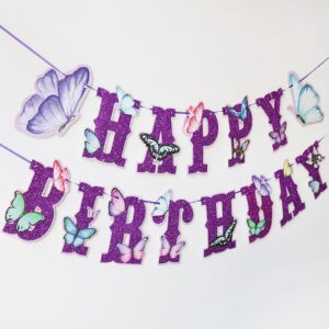 BIEUFBJI Butterfly Birthday Decorations Butterfly Birthday Banner Butterfly Baby Shower Butterfly Decorations Fairy Happy