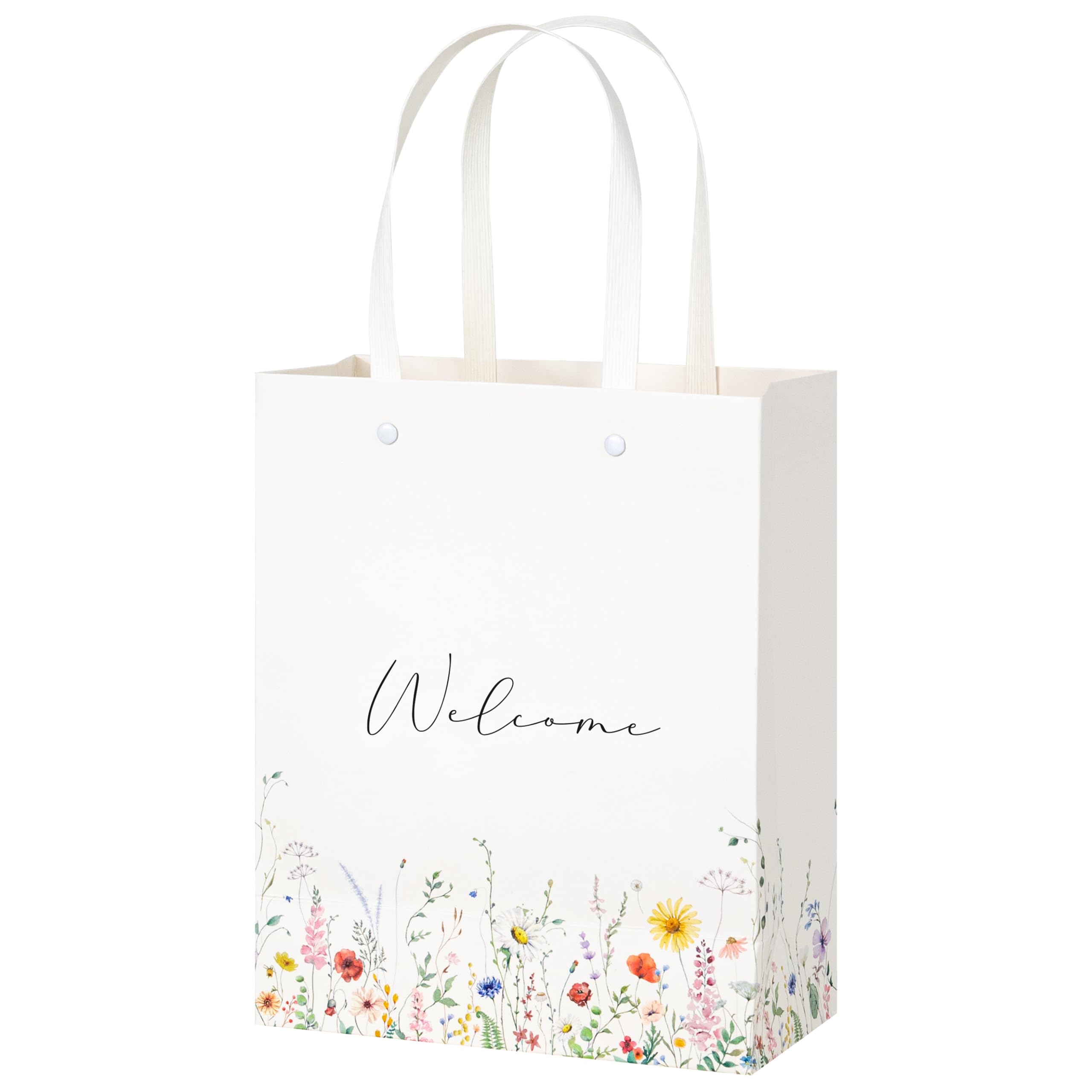 Crisky Wildflower Welcome Bags for Wedding Hotel Guests, Candy Buffet Bags, Wedding Gift Bridal Baby Shower Favor Bags, 10"x8"x4", 25 pcs