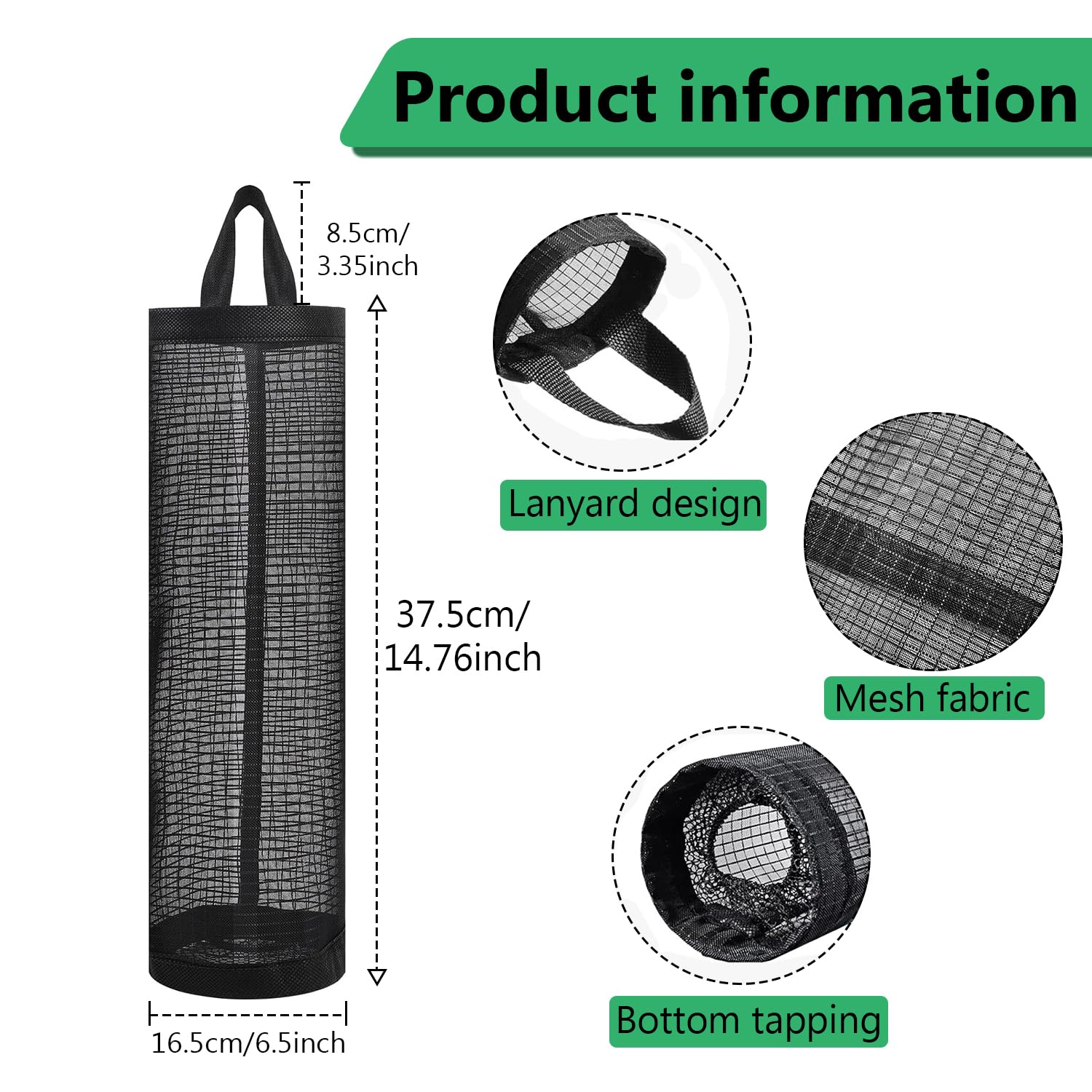 OWMOSYX 4 Pcs Plastic Bag Holder for Grocery Bags, Hanging Storage Bags Plastic Mesh Bags Dispenser Organizer Trash Bags Grocery Shopping Bag Holder for Home And Kitchen