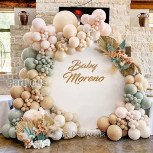 Dusty Green Nude Balloon Garland Double Stuffed Blush Brown Cream Sand White Balloon Arch Neutral Avocado Green Apricot Matte Balloons for Baby Shower Wedding Birthday Gender Reveal Party Decoration