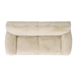 Jennifer Taylor Home Summit 83" Faux Sheepskin Overstuffed Living Room Sofa Couch, Cream Beige