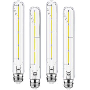 homosum t10 led long bulbs,8w dimmable tubular bulb,75 watt equivalent,e26 edison style vintage led filament light bulb,3000k soft white,8.9in(225mm),4-pack. (8.9 inch 4w=40w 5000k)