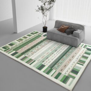 DweIke Large Fluffy Area Rugs for Living Room Bedroom, 5x7 Ft Thickened Memory-Foam Carpet, Machine-Washable Rug Suitable for Kids Girls Boys Bedroom Home Décor, Non-Slip Backing Rug, Green