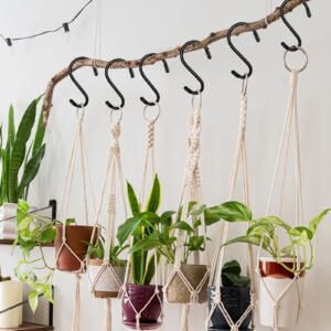 12 Pack 4 Inch S Hooks for Hanging Plants,Heavy Duty S Hooks,Vinyl Coated Non Slip Clothes S Hooks,Black S Hooks Pot Rack Closet Hooks for Hanging Plants, Clothes, Kitchen Utensil, Pots, Pans, Bags