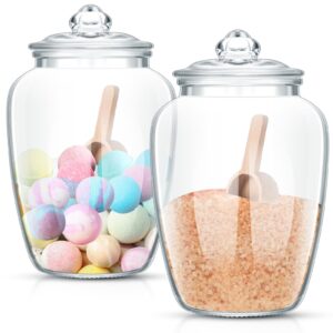 silifine 2 sets 74 oz bath salt container with airtight lid and scoop big glass bath salt jar with wooden scoop for bath salt flour salt candy tea (clear)