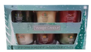 yankee candle holiday 6 pack 1.3oz candle set, balsam cedar, christmas cookie, sparkling cinnamon, white spruce and grapefruit, holiday zest, sage and citrus