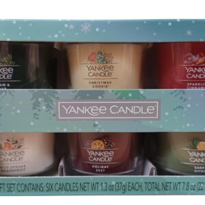 Yankee Candle Holiday 6 Pack 1.3oz Candle Set, Balsam Cedar, Christmas Cookie, Sparkling Cinnamon, White Spruce and Grapefruit, Holiday Zest, Sage and Citrus