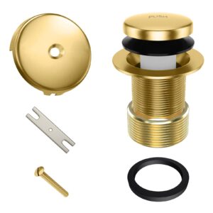 bathtub drain tip toe tub conversion kit assembly, replacement tub drain kit with one-hole overflow faceplate and universal fine/coarse thread and adapter(brushed gold)