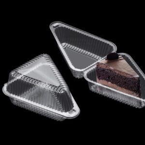 SVICCOOKQ 200 Pcs Cake Slice Containers,Cake Slice Boxes,individual cake slice containers with 200 sets of cake stickers for Cheesecake Small Pies Snack Dessert