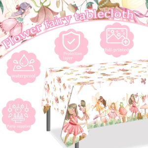 CANDY CHEF Fairy Party Tablecloth Fairy Birthday Party Table Cover 3Pcs Fairies Garden Table Covers Fairy Birthday Party Decorations for Fairy Elf Theme Baby Shower Supplies