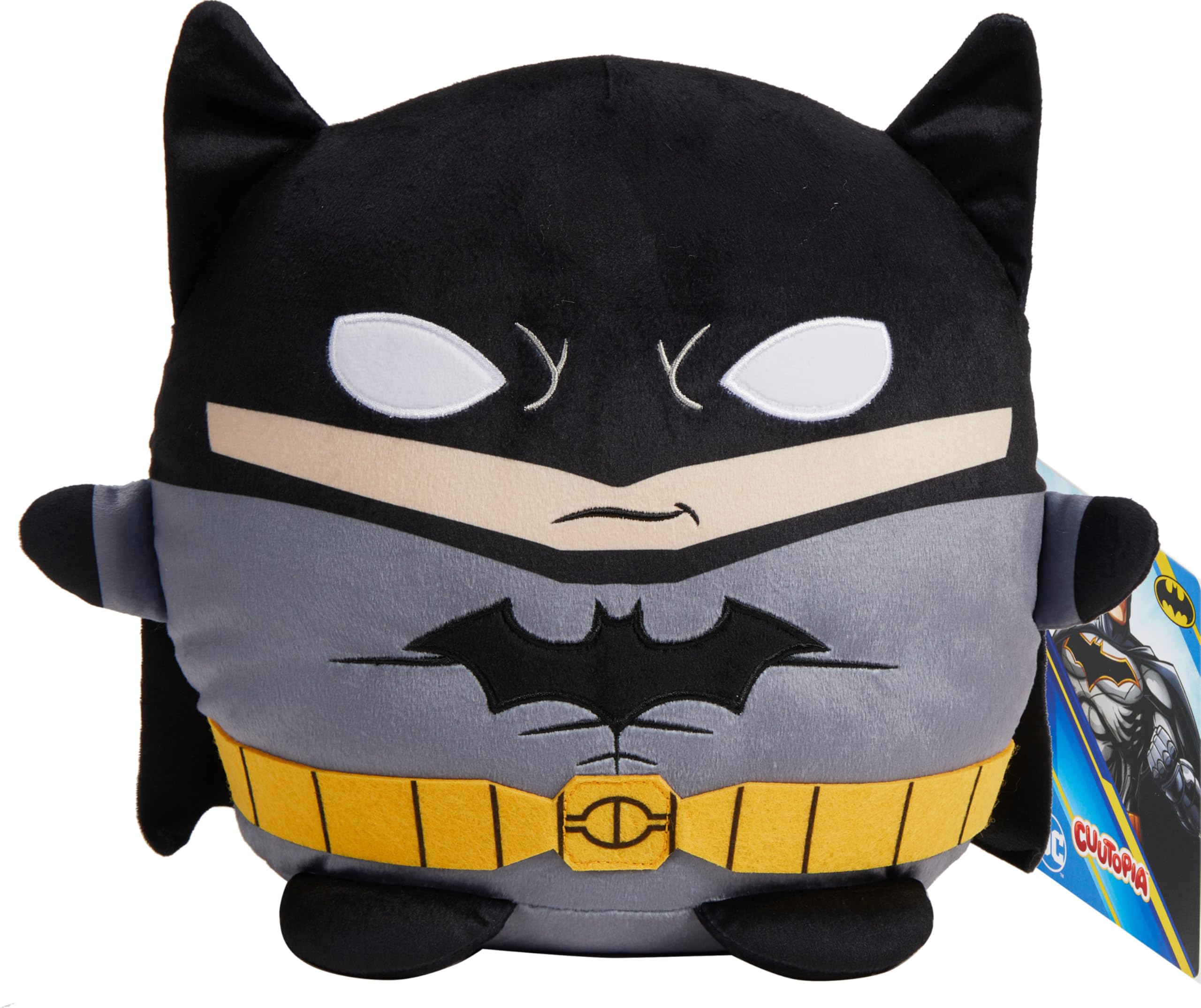 Mattel DC Cuutopia Batman Plush Toy, Super Hero Soft Rounded Pillow Doll, 10-inch Character Collectible