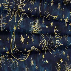 Merryword Sun and Moon Comforter Set Queen Size Blue Gold Bedding Comforter Blue Universe Galaxy Sun Moon Pattern Bohemian Gothic Comforter Set for Kids Boys Teens