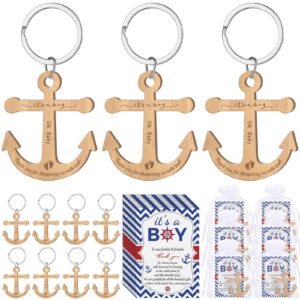 menkxi 50 set it's a boy anchor keychain 50 nautical baby shower thank you cards and organza bags for baby shower nautical party gifts ocean wedding favors