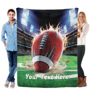 Personalized Football Blanket, Ultra Soft Micro Flannel Blanket for Bed Couch Living Room(Teens), 50 x 60 Inches