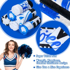 VitalCozy 12 Pcs Cheer Blanket Bulk 50'' x 40'' Cheer Gifts Cheerleading Gifts Soft Flannel Cheerleader Blanket Throw Blanket Summer Blankets for Cheer Team Competition Gifts(Blue)