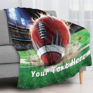 Personalized Football Blanket, Ultra Soft Micro Flannel Blanket for Bed Couch Living Room(Teens), 50 x 60 Inches