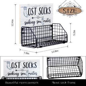 Bnesi Lost Socks,Laundry Room Organization, Farmhouse Laundry Room Decor And Accessories Of Tidying Socks,Rustic Wooden Laundry Sign Wall Decor (style1 black)