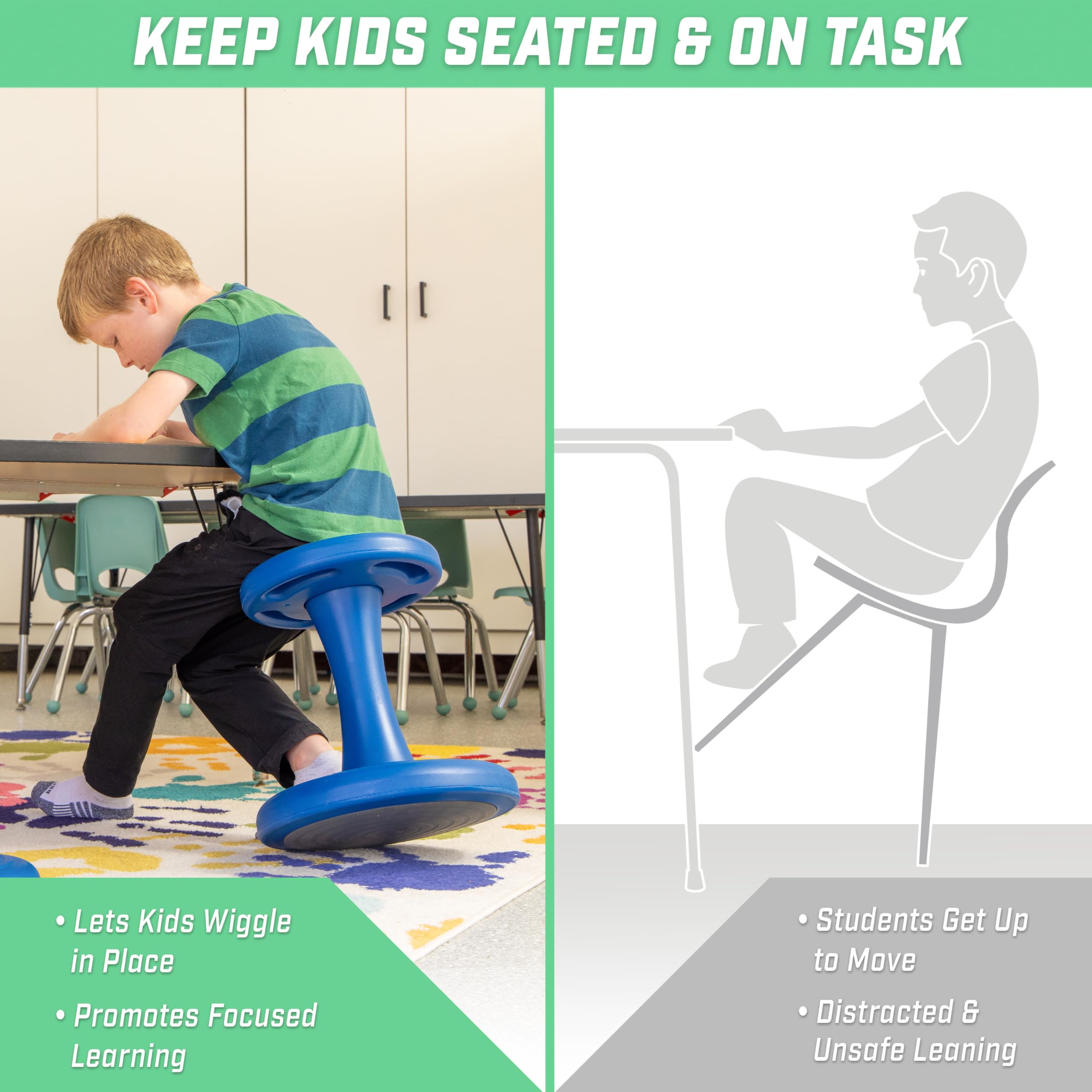 GoSports Wobble Chair - Sensory Stool for Active Kids - ADHD Chair for Classrooms or Home - 18 or 14 Inch Stool