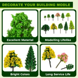 Yetaha 55 Pcs Mixed Model Trees, Miniature Tree, Fairy Garden Plant Ornament Model Train Scenery Architecture Green Tree Model for Micro Landscape DIY Craft Home Decoration