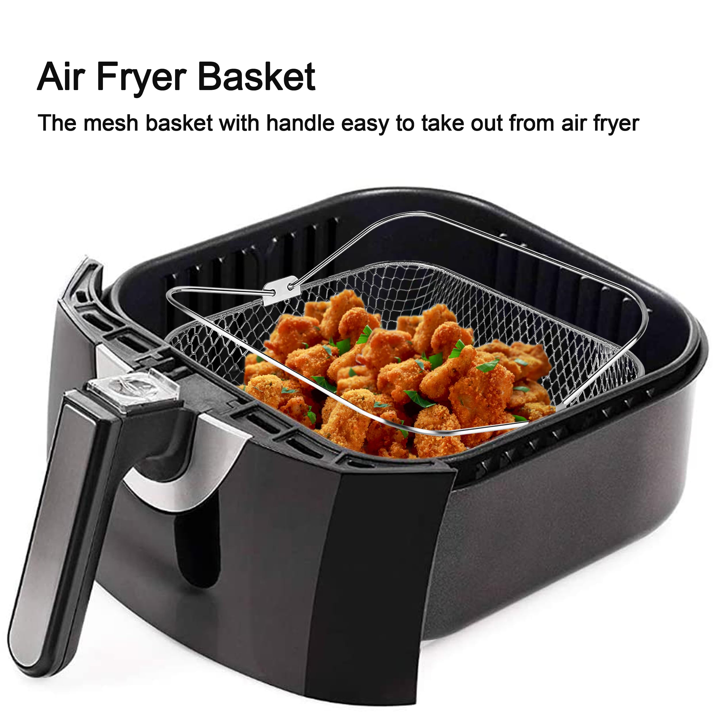 Air fryer Basket 8.19inch Square Air Fryer Basket Compatible for Instant Vortex Air Fryer,Air Fryer Accessories Compatible for COSORI,Mesh Basket for Air Fryer