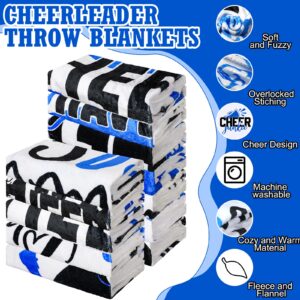 VitalCozy 12 Pcs Cheer Blanket Bulk 50'' x 40'' Cheer Gifts Cheerleading Gifts Soft Flannel Cheerleader Blanket Throw Blanket Summer Blankets for Cheer Team Competition Gifts(Blue)