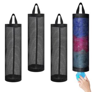 owmosyx 4 pcs plastic bag holder for grocery bags, hanging storage bags plastic mesh bags dispenser organizer trash bags grocery shopping bag holder for home and kitchen